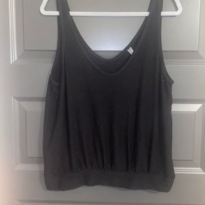 Anthropologie Knit V-Neck Tank Sz L Black